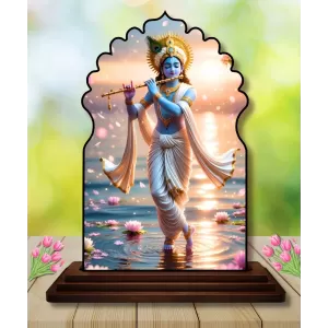 Car Dashboard/Table Top Lord Krishna Wooden Temple Photo Stand 3x4 Inches, Compact & Stylish Spiritual Display For Car, Home & Office (Pack Of 1) (F22519) Car Dashboard/Table Top Lord Krishna Wooden Temple Photo Stand 3x4 Inches, Compact & Stylish Spiritual Display For Car, Home & Office (Pack Of 1) (F22519)