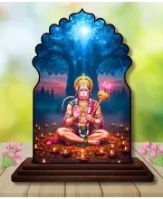 Car Dashboard/Table Top Lord Hanuman Wooden Temple Photo Stand  3x4 Inches, Compact & Stylish Spiritual Display For Car, Home & Office (Pack Of 1) (F22522)