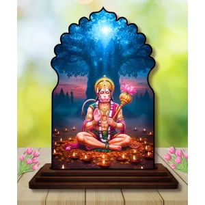 Car Dashboard/Table Top Lord Hanuman Wooden Temple Photo Stand  3x4 Inches, Compact & Stylish Spiritual Display For Car, Home & Office (Pack Of 1) (F22522)