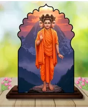 Car Dashboard/Table Top Lord Dattatreya Wooden Temple Photo Stand  3x4 Inches, Compact & Stylish Spiritual Display For Car, Home & Office (Pack Of 1) (F22523)