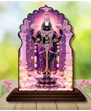 Car Dashboard/Table Top Lord Balaji Wooden Temple Photo Stand  3x4 Inches, Compact & Stylish Spiritual Display For Car, Home & Office (Pack Of 1) (F22524)