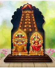 Car Dashboard/Table Top Khadri Lakshmi Narasimha  Wooden Temple Photo Stand  3x4 Inches, Compact & Stylish Spiritual Display For Car, Home & Office (Pack Of 1) (F22525)