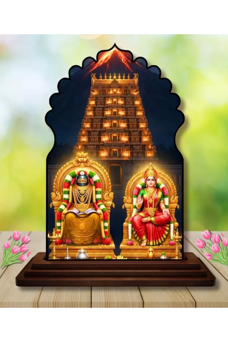 Car Dashboard/Table Top Khadri Lakshmi Narasimha  Wooden Temple Photo Stand  3x4 Inches, Compact & Stylish Spiritual Display For Car, Home & Office (Pack Of 1) (F22525)
