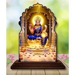 Car Dashboard/Table Top Goddess Lakshmi Wooden Temple Photo Stand 3x4 Inches, Compact & Stylish Spiritual Display For Car, Home & Office (Pack Of 1) (F22528) Car Dashboard/Table Top Goddess Lakshmi Wooden Temple Photo Stand 3x4 Inches, Compact & Stylish Spiritual Display For Car, Home & Office (Pack Of 1) (F22528)