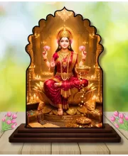 Car Dashboard/Table Top Goddess Lakshmi Wooden Temple Photo Stand  3x4 Inches, Compact & Stylish Spiritual Display For Car, Home & Office (Pack Of 1) (F22529)
