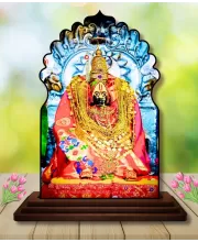 Car Dashboard/Table Top Tulja Bhavani Maa Wooden Temple Photo Stand  3x4 Inches, Compact & Stylish Spiritual Display For Car, Home & Office (Pack Of 1) (F22549)