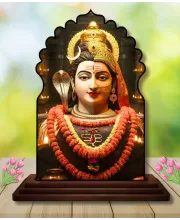 Car Dashboard/Table Top Arthanareeshwar Wooden Temple Photo Stand  3x4 Inches, Compact & Stylish Spiritual Display For Car, Home & Office (Pack Of 1) (F22531)