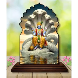 Car Dashboard/Table Top Lord Vishnu Wooden Temple Photo Stand 3x4 Inches, Compact & Stylish Spiritual Display For Car, Home & Office (Pack Of 1) (F22533) Car Dashboard/Table Top Lord Vishnu Wooden Temple Photo Stand 3x4 Inches, Compact & Stylish Spiritual Display For Car, Home & Office (Pack Of 1) (F22533)