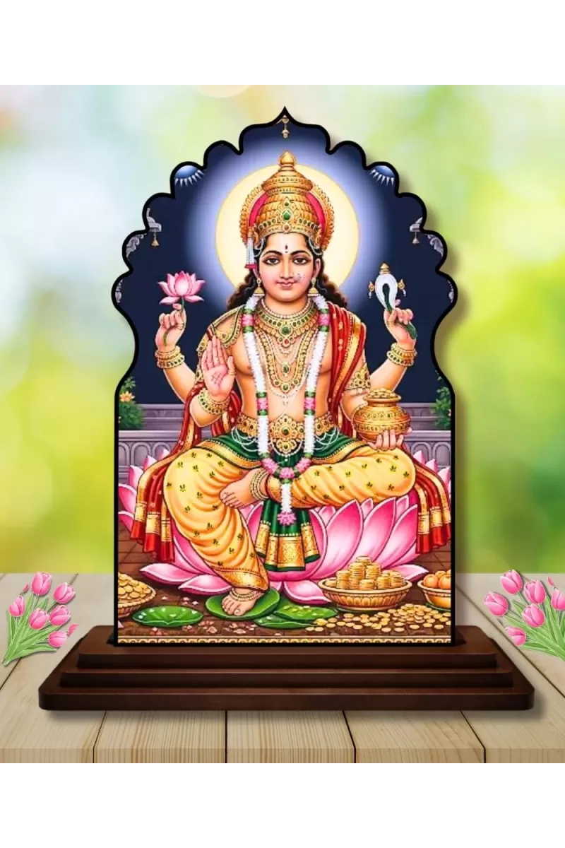 Car Dashboard/Table Top Lord Vishnu Wooden Temple Photo Stand  3x4 Inches, Compact & Stylish Spiritual Display For Car, Home & Office (Pack Of 1) (F22534)