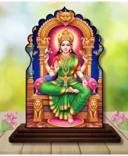 Car Dashboard/Table Top Sri Matha Bhuvaneshwari Amman  Wooden Temple Photo Stand  3x4 Inches, Compact & Stylish Spiritual Display For Car, Home & Office (Pack Of 1) (F22536)