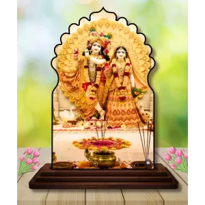 Car Dashboard/Table Top Radha Krishna Wooden Temple Photo Stand 3x4 Inches, Compact & Stylish Spiritual Display For Car, Home & Office (Pack Of 1) (F22539) Car Dashboard/Table Top Radha Krishna Wooden Temple Photo Stand 3x4 Inches, Compact & Stylish Spiritual Display For Car, Home & Office (Pack Of 1) (F22539)
