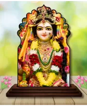 Car Dashboard/Table Top Radha  Wooden Temple Photo Stand  3x4 Inches, Compact & Stylish Spiritual Display For Car, Home & Office (Pack Of 1) (F22541)