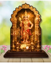 Car Dashboard/Table Top  Lord Murugan  Wooden Temple Photo Stand  3x4 Inches, Compact & Stylish Spiritual Display For Car, Home & Office (Pack Of 1) (F22544)