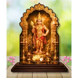 Car Dashboard/Table Top Lord Murugan Wooden Temple Photo Stand 3x4 Inches, Compact & Stylish Spiritual Display For Car, Home & Office (Pack Of 1) (F22544) Car Dashboard/Table Top Lord Murugan Wooden Temple Photo Stand 3x4 Inches, Compact & Stylish Spiritual Display For Car, Home & Office (Pack Of 1) (F22544)