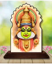 Car Dashboard/Table Top Kathakali Wooden Temple Photo Stand  3x4 Inches, Compact & Stylish Spiritual Display For Car, Home & Office (Pack Of 1) (F22545)