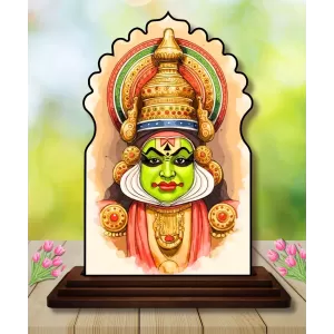 Car Dashboard/Table Top Kathakali Wooden Temple Photo Stand  3x4 Inches, Compact & Stylish Spiritual Display For Car, Home & Office (Pack Of 1) (F22545)