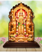 Car Dashboard/Table Top Lord Murugan Wooden Temple Photo Stand  3x4 Inches, Compact & Stylish Spiritual Display For Car, Home & Office (Pack Of 1) (F22546)