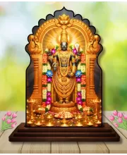 Car Dashboard/Table Top Lord Balaji Wooden Temple Photo Stand  3x4 Inches, Compact & Stylish Spiritual Display For Car, Home & Office (Pack Of 1) (F22548)