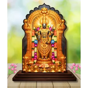 Car Dashboard/Table Top Lord Balaji Wooden Temple Photo Stand  3x4 Inches, Compact & Stylish Spiritual Display For Car, Home & Office (Pack Of 1) (F22548)
