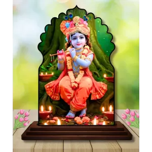 Car Dashboard/Table Top God Krishna Wooden Temple Photo Stand 3x4 Inches, Compact & Stylish Spiritual Display For Car, Home & Office (Pack Of 1) (F22553) Car Dashboard/Table Top God Krishna Wooden Temple Photo Stand 3x4 Inches, Compact & Stylish Spiritual Display For Car, Home & Office (Pack Of 1) (F22553)