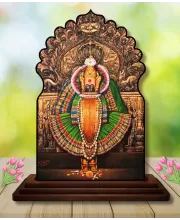 Car Dashboard/Table Top Lord Venkateswara, Wooden Temple Photo Stand  3x4 Inches, Compact & Stylish Spiritual Display For Car, Home & Office (Pack Of 1) (F22554)