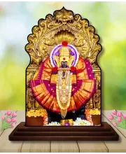 Car Dashboard/Table Top Goddess Mahalakshmi  Wooden Temple Photo Stand  3x4 Inches, Compact & Stylish Spiritual Display For Car, Home & Office (Pack Of 1) (F22555)