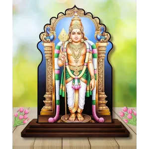 Car Dashboard/Table Top Lord Murugan Wooden Temple Photo Stand 3x4 Inches, Compact & Stylish Spiritual Display For Car, Home & Office (Pack Of 1) (F22556) Car Dashboard/Table Top Lord Murugan Wooden Temple Photo Stand 3x4 Inches, Compact & Stylish Spiritual Display For Car, Home & Office (Pack Of 1) (F22556)