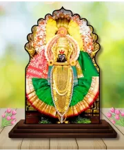 Car Dashboard/Table Top Kolhapur Mahalaxmi Wooden Temple Photo Stand  3x4 Inches, Compact & Stylish Spiritual Display For Car, Home & Office (Pack Of 1) (F22557)