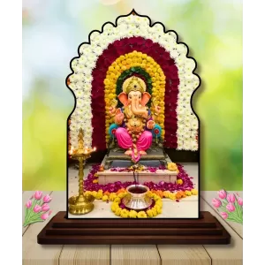 Car Dashboard/Table Top Lord Ganesha Wooden Temple Photo Stand 3x4 Inches, Compact & Stylish Spiritual Display For Car, Home & Office (Pack Of 1) (F22558) Car Dashboard/Table Top Lord Ganesha Wooden Temple Photo Stand 3x4 Inches, Compact & Stylish Spiritual Display For Car, Home & Office (Pack Of 1) (F22558)