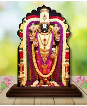 Car Dashboard/Table Top Lord Balaji Wooden Temple Photo Stand  3x4 Inches, Compact & Stylish Spiritual Display For Car, Home & Office (Pack Of 1) (F22562)