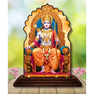 Car Dashboard/Table Top Lord Rama Wooden Temple Photo Stand  3x4 Inches, Compact & Stylish Spiritual Display For Car, Home & Office (Pack Of 1) (F22564)