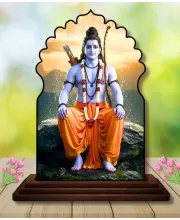 Car Dashboard/Table Top Lord Rama Wooden Temple Photo Stand  3x4 Inches, Compact & Stylish Spiritual Display For Car, Home & Office (Pack Of 1) (F22565)