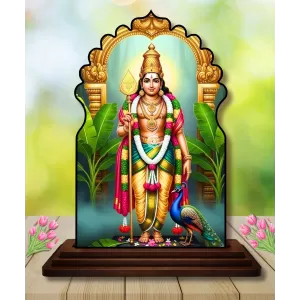 Car Dashboard/Table Top Lord Murugan Wooden Temple Photo Stand 3x4 Inches, Compact & Stylish Spiritual Display For Car, Home & Office (Pack Of 1) (F22568) Car Dashboard/Table Top Lord Murugan Wooden Temple Photo Stand 3x4 Inches, Compact & Stylish Spiritual Display For Car, Home & Office (Pack Of 1) (F22568)