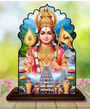 Car Dashboard/Table Top Lord Murugan Wooden Temple Photo Stand  3x4 Inches, Compact & Stylish Spiritual Display For Car, Home & Office (Pack Of 1) (F22569)