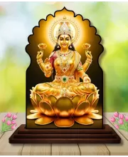 Car Dashboard/Table Top Goddess Lakshmi Wooden Temple Photo Stand  3x4 Inches, Compact & Stylish Spiritual Display For Car, Home & Office (Pack Of 1) (F22573)