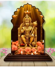 Car Dashboard/Table Top Lord Hanuman Wooden Temple Photo Stand  3x4 Inches, Compact & Stylish Spiritual Display For Car, Home & Office (Pack Of 1) (F22575)