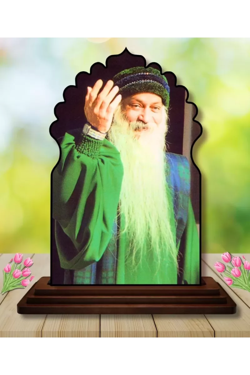 Car Dashboard/Table Top Osho Wooden Temple Photo Stand  3x4 Inches, Compact & Stylish Spiritual Display For Car, Home & Office (Pack Of 1) (F22577)