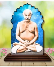 Car Dashboard/Table Top Neem Karoli Baba Wooden Temple Photo Stand  3x4 Inches, Compact & Stylish Spiritual Display For Car, Home & Office (Pack Of 1) (F22578)