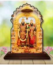 Car Dashboard/Table Top Tirupati Balaji  Wooden Temple Photo Stand  3x4 Inches, Compact & Stylish Spiritual Display For Car, Home & Office (Pack Of 1) (F22580)