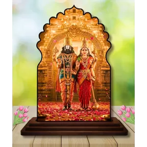 Car Dashboard/Table Top Lord Balaji Wooden Temple Photo Stand  3x4 Inches, Compact & Stylish Spiritual Display For Car, Home & Office (Pack Of 1) (F22585)