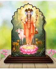 Car Dashboard/Table Top Lord Dattatreya Wooden Temple Photo Stand  3x4 Inches, Compact & Stylish Spiritual Display For Car, Home & Office (Pack Of 1) (F22586)
