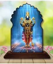 Car Dashboard/Table Top Lord Balaji Wooden Temple Photo Stand  3x4 Inches, Compact & Stylish Spiritual Display For Car, Home & Office (Pack Of 1) (F22587)