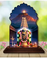 Car Dashboard/Table Top Jyothirlingam Wooden Temple Photo Stand  3x4 Inches, Compact & Stylish Spiritual Display For Car, Home & Office (Pack Of 1) (F22589)