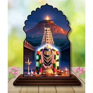 Car Dashboard/Table Top Jyothirlingam Wooden Temple Photo Stand  3x4 Inches, Compact & Stylish Spiritual Display For Car, Home & Office (Pack Of 1) (F22589)