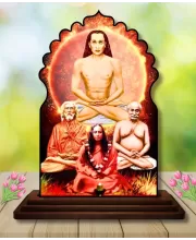 Car Dashboard/Table Top Spiritual Gurus Wooden Temple Photo Stand  3x4 Inches, Compact & Stylish Spiritual Display For Car, Home & Office (Pack Of 1) (F22590)