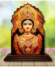 Car Dashboard/Table Top Goddess Durga Wooden Temple Photo Stand  3x4 Inches, Compact & Stylish Spiritual Display For Car, Home & Office (Pack Of 1) (F22592)