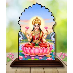 Car Dashboard/Table Top Goddess Lakshmi Wooden Temple Photo Stand 3x4 Inches, Compact & Stylish Spiritual Display For Car, Home & Office (Pack Of 1) (F22594) Car Dashboard/Table Top Goddess Lakshmi Wooden Temple Photo Stand 3x4 Inches, Compact & Stylish Spiritual Display For Car, Home & Office (Pack Of 1) (F22594)