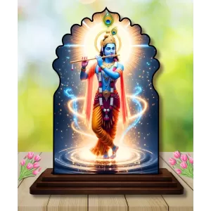 Car Dashboard/Table Top Lord Krishna Wooden Temple Photo Stand 3x4 Inches, Compact & Stylish Spiritual Display For Car, Home & Office (Pack Of 1) (F22595) Car Dashboard/Table Top Lord Krishna Wooden Temple Photo Stand 3x4 Inches, Compact & Stylish Spiritual Display For Car, Home & Office (Pack Of 1) (F22595)