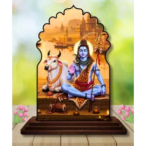 Car Dashboard/Table Top Lord Shiva Wooden Temple Photo Stand 3x4 Inches, Compact & Stylish Spiritual Display For Car, Home & Office (Pack Of 1) (F22599) Car Dashboard/Table Top Lord Shiva Wooden Temple Photo Stand 3x4 Inches, Compact & Stylish Spiritual Display For Car, Home & Office (Pack Of 1) (F22599)
