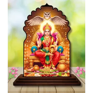 Car Dashboard/Table Top Goddess Lakshmi Wooden Temple Photo Stand 3x4 Inches, Compact & Stylish Spiritual Display For Car, Home & Office (Pack Of 1) (F22605) Car Dashboard/Table Top Goddess Lakshmi Wooden Temple Photo Stand 3x4 Inches, Compact & Stylish Spiritual Display For Car, Home & Office (Pack Of 1) (F22605)